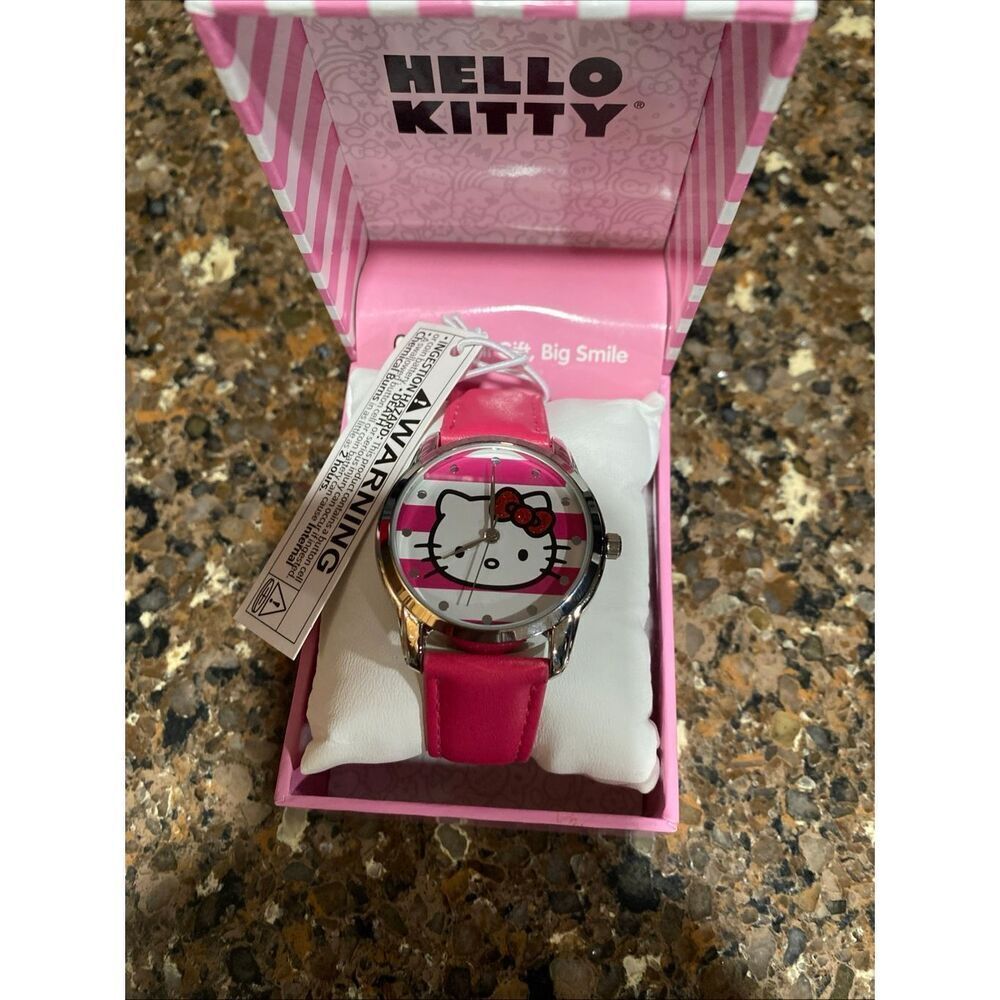 Hello Kitty Watch Silver Face, Pink Strap, Red Bow New In Box/ NWT - Picture 7 of 7